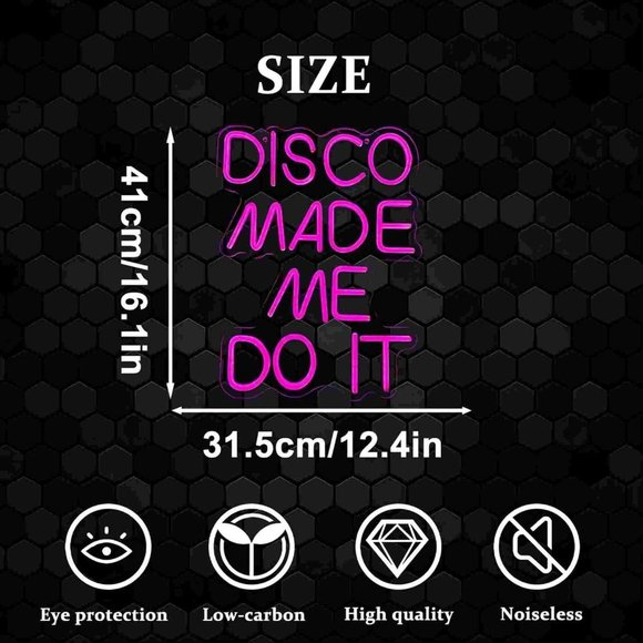 Neon Pink DISCO MADE ME DO IT Cafe LED Bright Party Wedding Home Wall Dorm Light - Picture 4 of 6